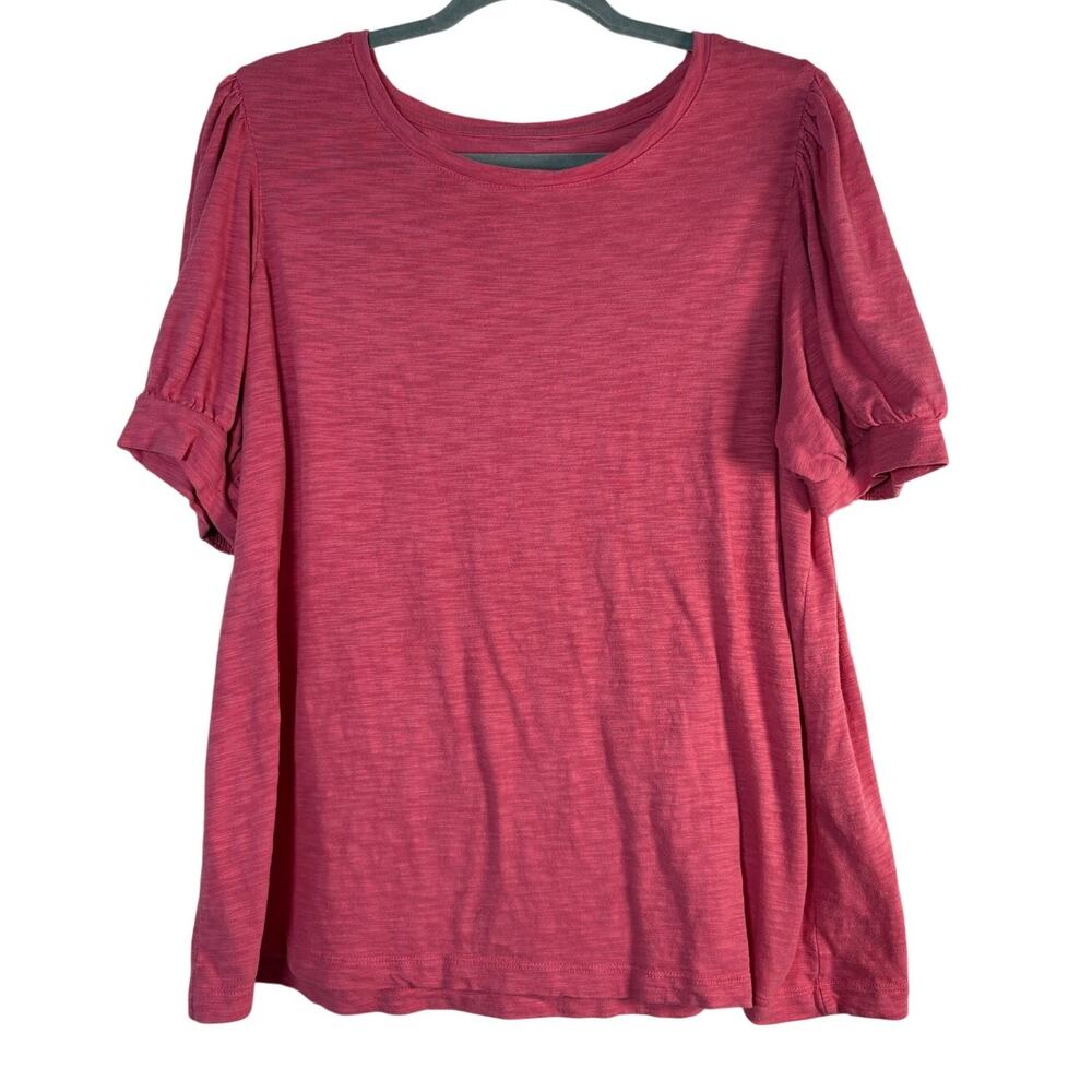 Chico's Pink Puff Flutter Sleeve Knit Slub Tee Top Blouse XL